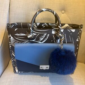 Tory Burch Black and Blue Tote Bag